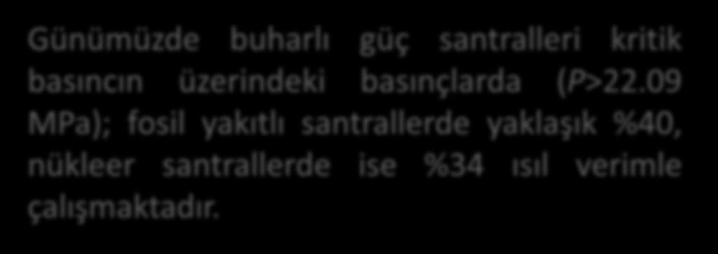 Kazan Basıncının Yükseltilmesi (T H, ort yı yükseltir) Türbin giriş sıcaklığının sabit tutulması durumunda