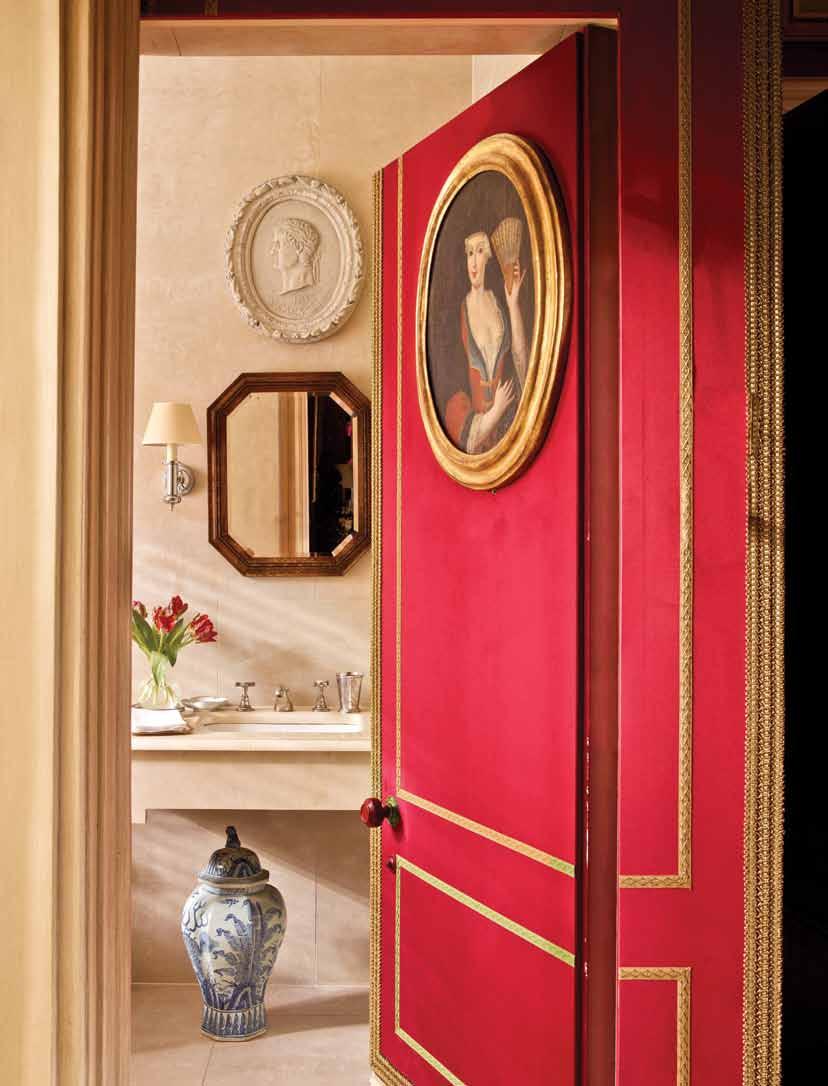 Louis stili şamdan abajurlara ev sahipliği yapıyor. Yaklaşık 1900 e tarihlenen figür Alfred Werner imzasını taşıyor. Dairenin kırmızı-beyaz renk yelpazesi ideal bir yılbaşı arka planı sağlıyor.