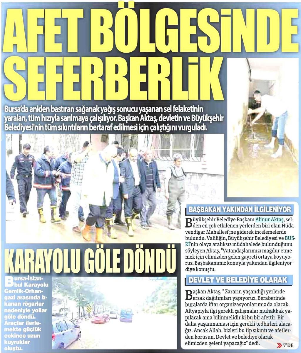AFET BÖLGESINDE SEFERBERLIK Yayın Adı : Bursa'da