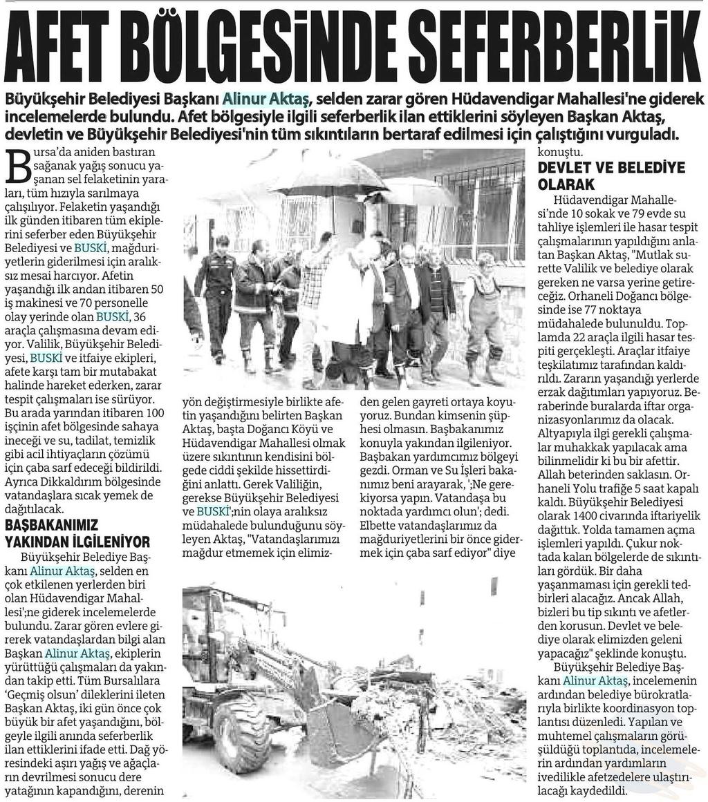 AFET BÖLGESINDE SEFERBERLIK Yayın Adı : Bursa'da