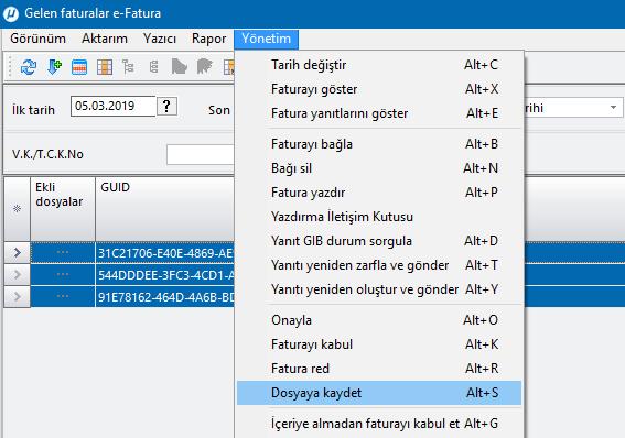 e-fatura XML' lerinin Toplu İndirilebilmesi E-Fatura Yönetimi modülünde bulunan Gelen/Giden e-faturalar için toplu