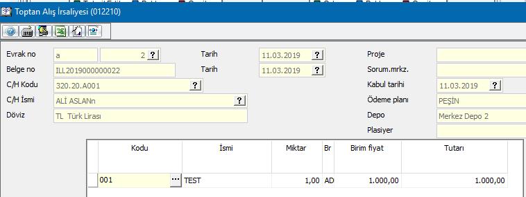 e-irsaliyenin depolar arası sevk fişi ile oluşturulduğu