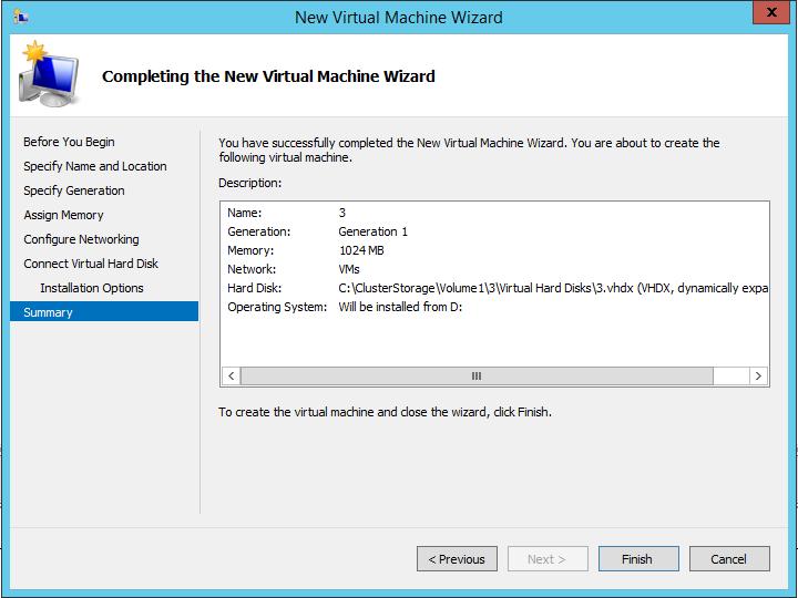 Windows Server 2012 R2 Hyper-V Failover Cluster Kurulum ve Yapılandırma-126 Summury yani özet ekranına geldiğimizde