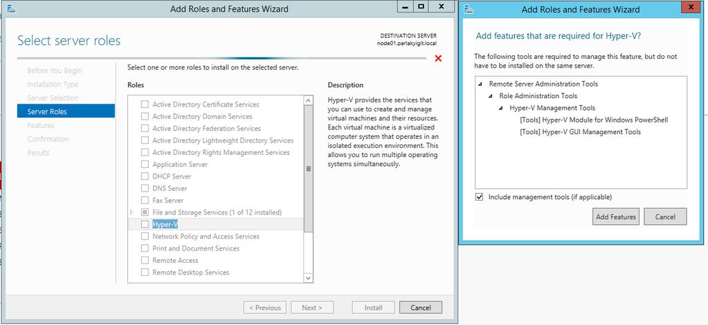 Windows Server 2012 R2 Hyper-V Failover Cluster Kurulum ve Yapılandırma-08 Server Selection ekranına geldiğimizde sunucu havuzumuzda başka bir sunucu varsa ilgili