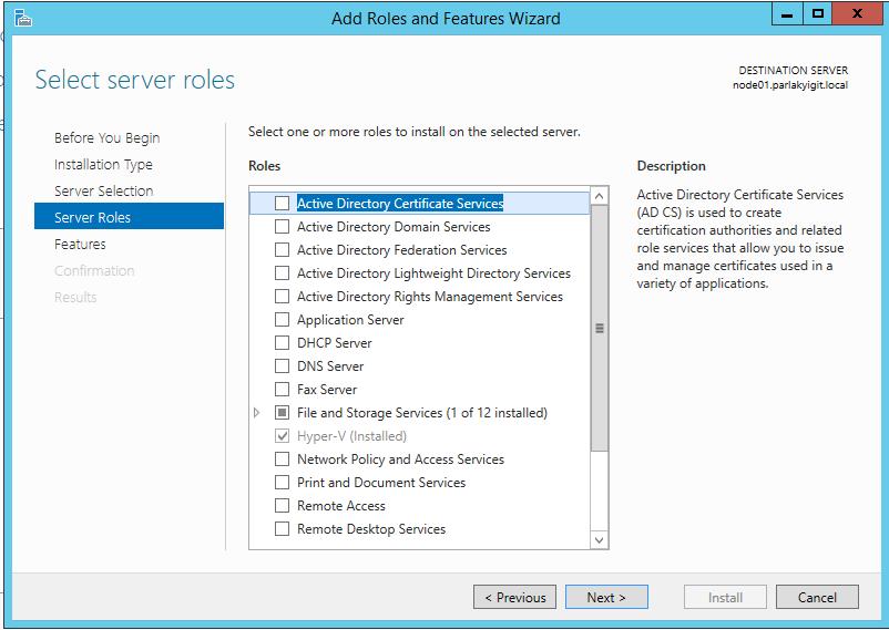 Windows Server 2012 R2 Hyper-V Failover Cluster Kurulum