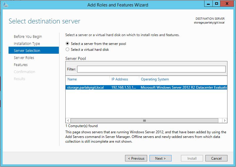 Windows Server 2012 R2 Hyper-V Failover Cluster Kurulum ve Yapılandırma-31 Server