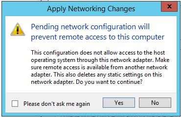 Windows Server 2012 R2 Hyper-V Failover Cluster Kurulum ve Yapılandırma-40 Network ün kısa bir süreliğine kesileceği konusunda bir uyarı alıyoruz.