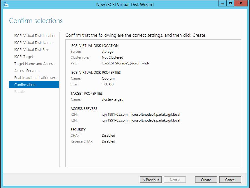 Windows Server 2012 R2 Hyper-V Failover Cluster Kurulum ve Yapılandırma-55 Confirmation ekranına geldiğimizde