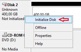 400 GB lık sanal makinelerimizi saklayacağımız diskler gelmiş durumda diskler ofline durumdadır.