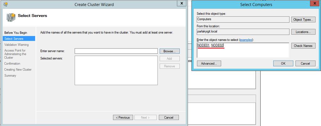 Windows Server 2012 R2 Hyper-V Failover Cluster Kurulum ve Yapılandırma-86 Karşımıza Create Cluster Wizard penceresi açılacaktır.