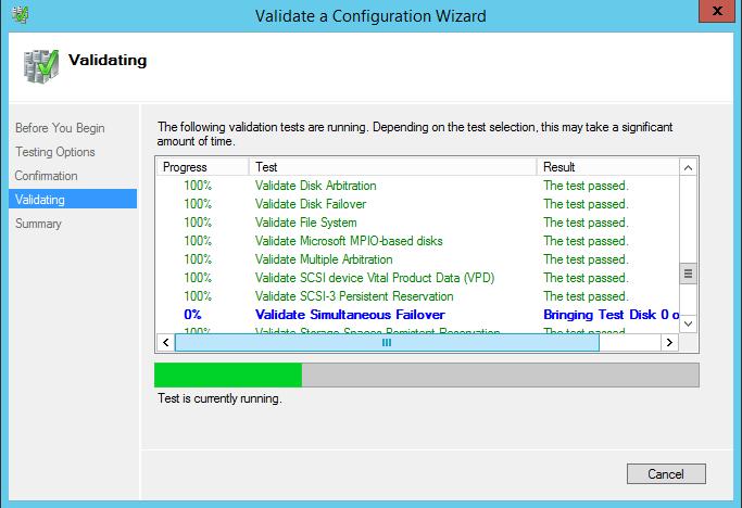 Windows Server 2012 R2 Hyper-V Failover Cluster Kurulum ve Yapılandırma-93 Şuan validation test işlemi başlamış durumdadır. Aslında dananın kuyruğunun kopacağı can alıcı bölge burası diyebiliriz.