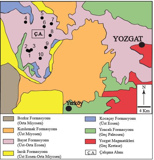 belirlenerek bitkinin belirtgen (belirtgen) olup olmadığı araştırılmıştır. 2 Jeoloji Orta Anadolu Kristalin Kompleksi [16] içinde yer alan volkanikler, Erdoğan ve diğ.