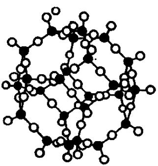 Şekil 2-12: Zeolit içindeki anyon ve katyonların şematik görünümü. Tekrarlanan yapı içindeki sonsuz boşluklar, su moleküllerini saklar.