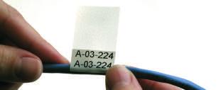 Elektrik, ses/datakom tanımlama Tel ve kablo ișaretleme Kendinden laminasyonlu etiketler Kablonun etrafına sarılan ve metin baskısı için bir üst laminasyon görevi gören şeffaf bir yazdırılamayan alan