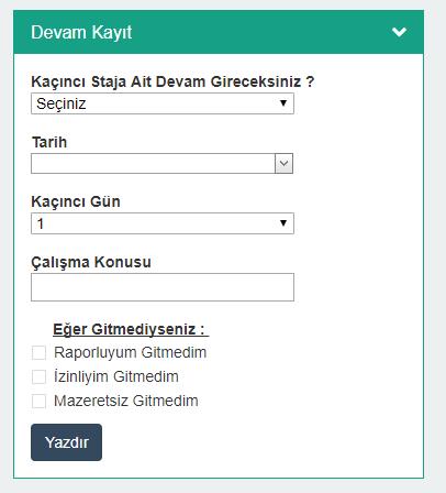 Sayfa 17/22 4.3 Devam Çizelgesi Devam bilgileriniz baz alınarak sigorta işlemleriniz yapılacağından günlük olarak devam bilgilerinizi sisteme kaydetmelisiniz.