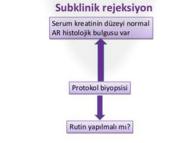 Yüksek riskli hastalara yapılması önerilmekte Subklinik rejeksiyonlu vakalarda 8.