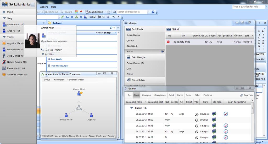 myportal Outlook Entegrasyonu Tüm bütünleşik iletişim avantajları için tanıdık bir arayüz.. Fazladan bir uygulama kullanmak istemeyenler için ideal.