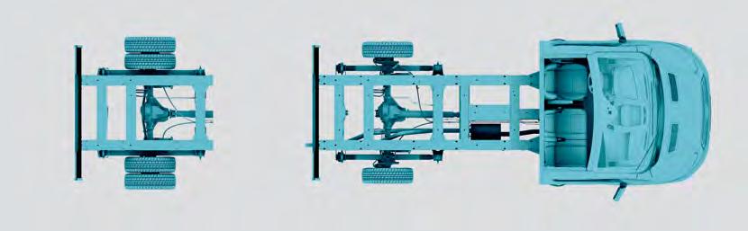 Entegre edilmiş montaj noktaları ve alçak boyuna taşıyıcıları ile Ford Transit Kamyonet, çok çeşitli üst yapılar için