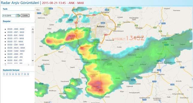 6. 21 Ağustos 2015 Radar ürünleri: Şekil 19. Radar ürünleri (13.