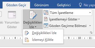 Belgede yapılan değişiklikleri izlemek Belgenizi tamamlamak üzere iken düzeltmeler ya da geri bildirimler için diğer kişilerle çalışıyorsanız bu özelliği kullanabilirsiniz.