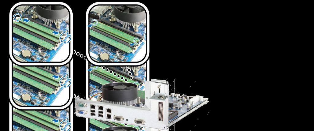 RAM Modülünü DiskStation üzerinden Çıkarın 1 DiskStation sunucunuzun anakartını açığa çıkarmak için RAM Modülünü Takın bölümünün 1 ila 3.