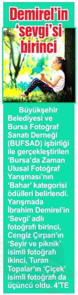 DEMIREL IN SEVGI SI BIRINCI Yayın Adı : Bursa