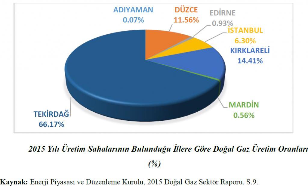 Doğal gaz üretiminin gerçekleştirildiği alanlara