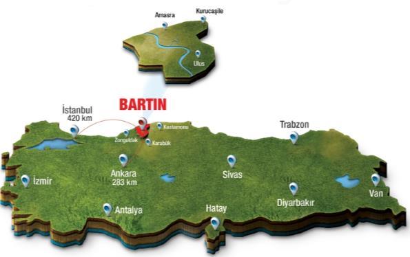BARTIN ÜNİVERSİTESİ Bartın, Karadeniz Bölgesi nde, Batı Karadeniz Bölümü nde bir ildir. 1991 yılında Zonguldak ilinden ayrılarak Türkiye nin 74.