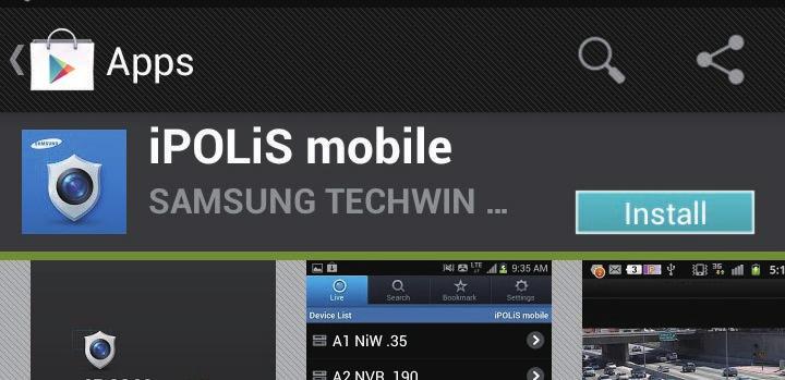 Menü simgesine dokunun ve <Add Device> üzerine dokunun. Add Device ipolis mobile name TIP cihaz sdr-c5300 adını girin. Model Model seçin. Host sunucu www.samsungipolis.com/sdr-c5300 adını girin.