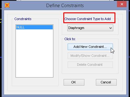 Kaşımıza çıkan pencerede Choose Constraint Type to Add