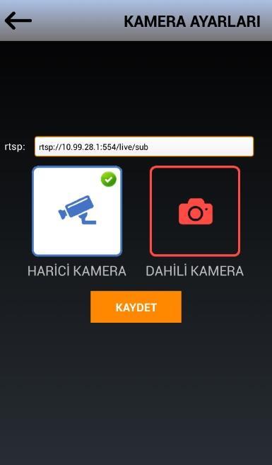 Kapı paneli kamera olarak kendi üstündeki kamerayı veya harici takılacak bir IP kamerayı kullanabilir. Bu program kullanılacak kamerayı belirler.
