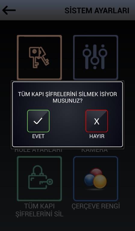 5.3.4.b DAHİLİ KAMERA: (Başlangıç durumu) DIP70 Kapı Paneli nin kendi üzerinde bulunan kamera kullanılmak istenirse, KAMERA AYARLARI ekranında DAHİLİ KAMERA seçilir.