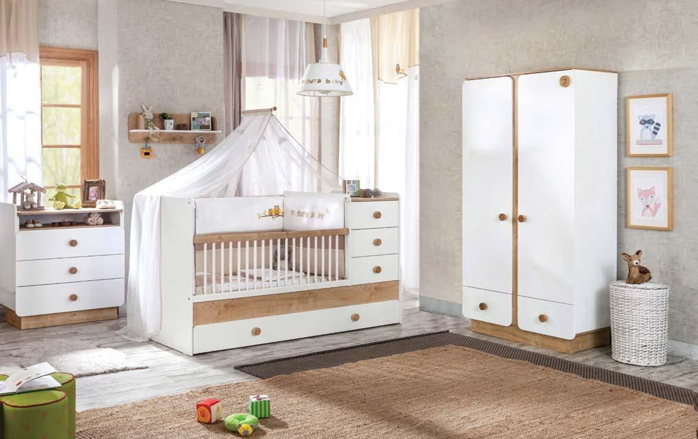 Natura Baby 51 Bebeğiniz için rahatlatıcı doğal bir oda! Ahşap dokulu, modern ve fonksiyonel tasarım! A relaxing natural room for your baby! A modern and functional desing with wood texture!