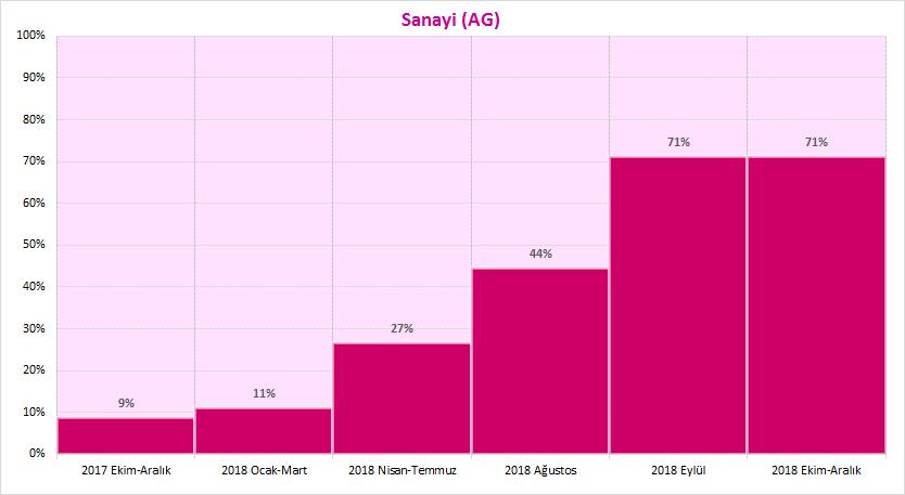 Grafik 9 da gösterilmektedir. Grafikten de açıkça görüleceği üzere 2017 yılı sonuna göre 2018 yılı sonunda % 71 artış olmuştur. Grafik 9.