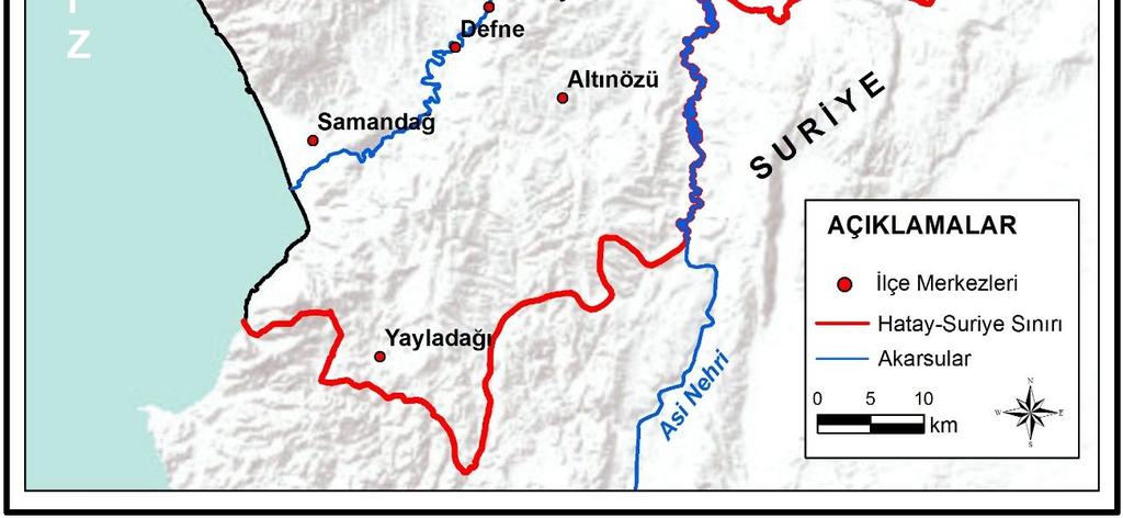 yirmi beş kilometre Suriye de akar ve buradaki Humus, Hama ve Ghab ovalarını sulayan nehir Etun (Zambakiye) (Karakılçık ve Erkul, 2002)