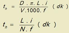 (m/dk) N= Devir sayısı (dev/dk İ = Paso sayısı t h = İşleme zamanı Kesme