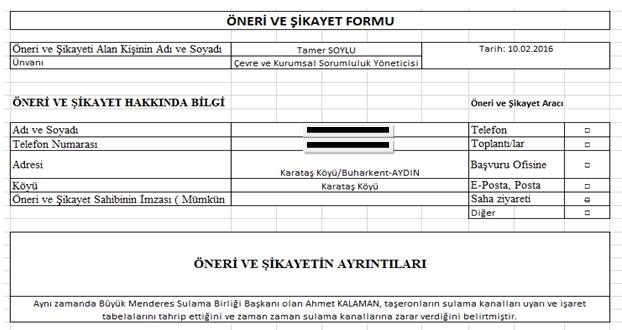 İzleme ziyaretinde yöre sakinleri, herhangi bir şikayetleri lduğunda şirket temsilcileriyle dğrudan ya da köy muhtarı