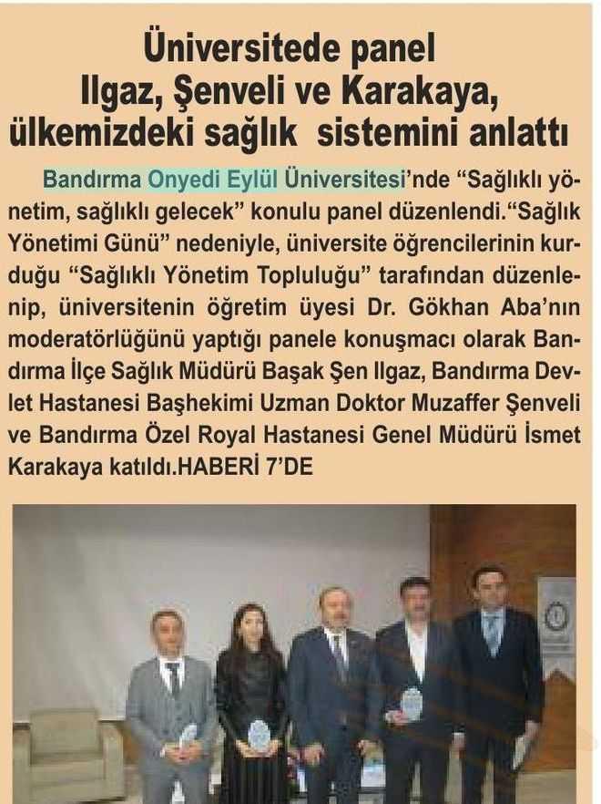 ÜNIVERSITEDE PANEL ILGAZ, SENVELI VE KARAKAYA, ÜLKEMIZDEKI SAG.