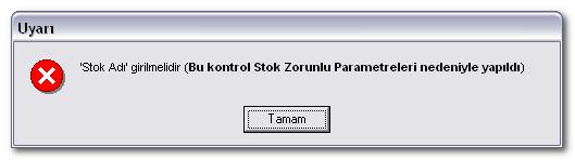 ÖRNEK Stok Kod Tanımlama Ekranını kullanarak sadece 003 kodunu vererek stok tanımlanabilir. Örnekte 003 kodlu stok tanımlanmaktadır. Görüldüğü gibi bu stok için isim dahi girilmemiştir.