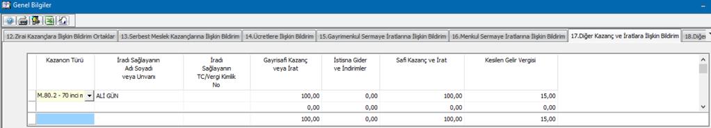 Ücretlere ilişkin bildirim sekmesinde eskiden manuel olarak müdahale edilebilen