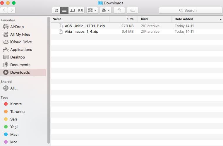 İndirilen bu iki dosya Finder/Downloads klasörü