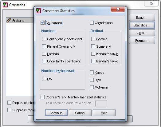 SPSS Uygulamaları:Analiz Statistics ekranında elde etmek istediğimiz istatistikleri seçebiliriz.