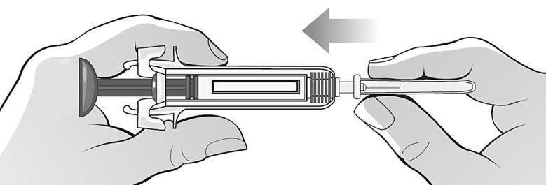 Şırıngayı ve kauçuk ucunu sıkı tutunuz ve kauçuk uç kapağını çıkarınız (eğiniz ve çekiniz).
