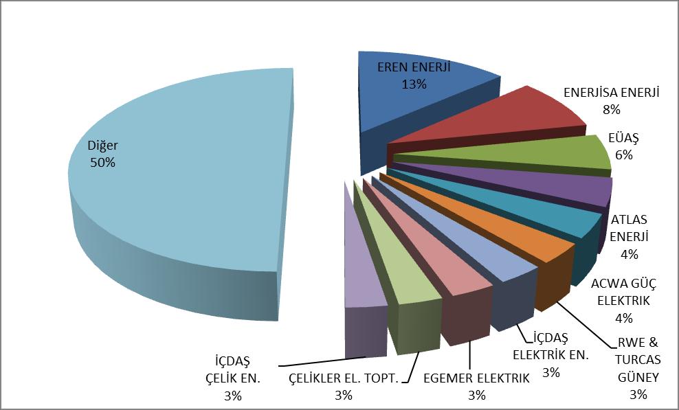 Şirket Bazında Dağılımı ve İlk 10 Şirketin Payı (%) 4 2018