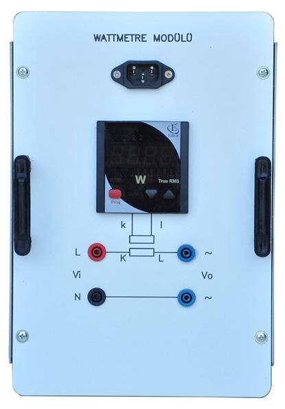 -30 WATTMETRE MODÜLÜ Çalışma gerilimi 220V AC, 50 Hz 0-5A ölçüm aralığı -31 ENERJİ DAĞITIM MODÜLÜ 4 adet IEC soket 2 adet topraklı priz Çıkışları çift yalıtımlı, 4mm banana soket -32 AC ENERJİ