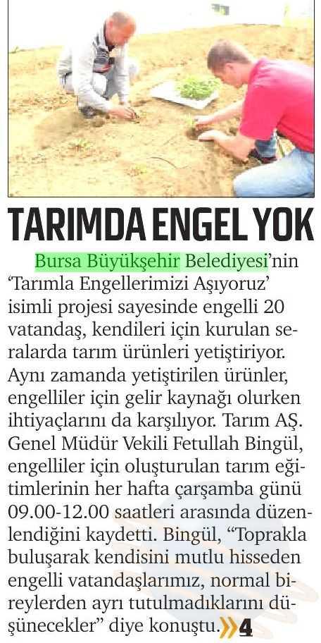 TARIMDA ENGEL YOK Yayın Adı : Sancak Gazetesi