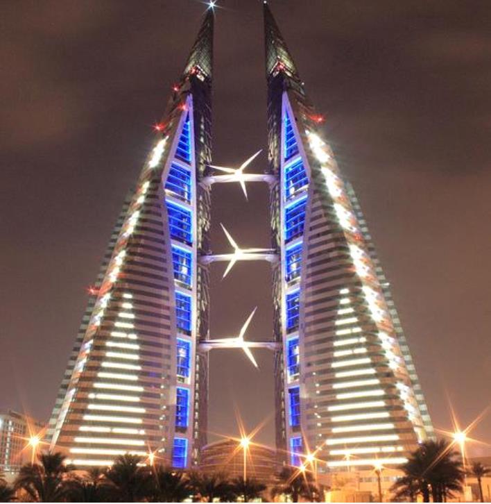 30 Bir dikkat çekici rüzgar türbini uygulaması ise Manama, Bahreyn'de bulunan Bahreyn Dünya Ticaret Merkezidir.