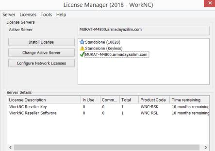 Server üzerinden lisansları paylaşıma açmak için WorkNC Launcher simgesine tıklayarak WorkNC araçlar arayüzüne