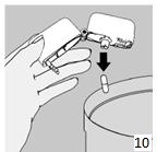 10. Ağızlık parçasını yeniden açınız. Cihazı çevirerek kullanılmış kapsülü çıkarınız ve atınız. Sonrasında ağzınızı su ile çalkalayınız.