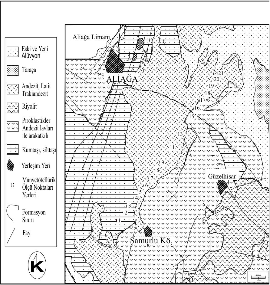 19 Şekil 3.2 Aliağa ve çevresinin jeoloji haritası (Eşder vd., 1991 ) Miyosen yaşlı Soma Formasyonu (Ts) çökelmiştir.